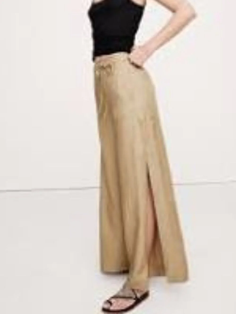 Banana Republic Tan Wide Slit Leg Linen Blend Pants Women’s 12L 12 Long NEW